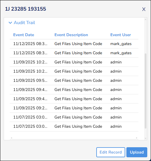 Record Details Audit Trail Section Record Details Audit Trail Section